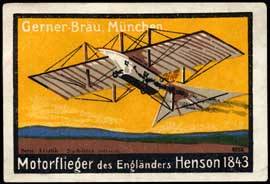 Motorflieger des Engländers Henson 1843