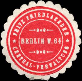 Fritz Friedlaender - Berlin - Central - Verwaltung