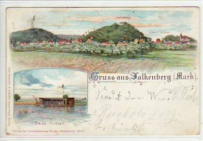 Falkenberg in der Mark Litho Ansichtskarte 1907