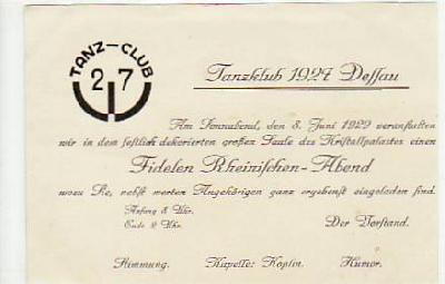 Dessau Werbekarte Tanz-Club 1927