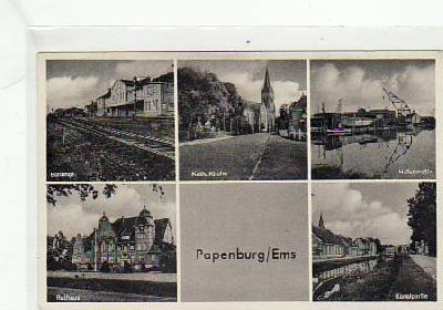 Papenburg Ems mit Bahnhof ca 1945