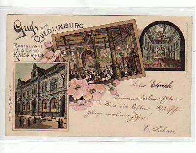 Quedlinburg Harz Litho Restaurant Kaiserhof 1899