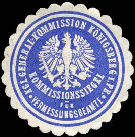 Kommissionssiegel für Vermessungsbeamte - Königliche General - Kommission Königsberg in Preußen