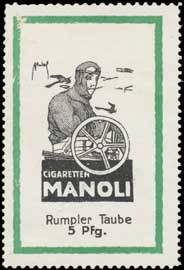 Künstler-Reklamemarke Rumpler Taube der Tabakfirma Manoli