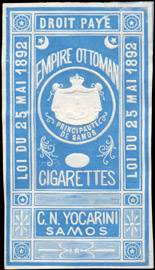 Empire Ottomann Cigarettes - C. N. Yocarini - Samos