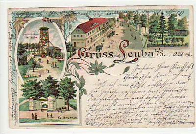 Leuba bei Görlitz Litho 1902 Bahnpost Zittau-Görlitz