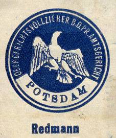 Redmann - Obergerichtsvollzieher bei dem Preussischen Amtsgericht Potsdam