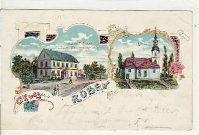 Rüben bei Rötha Gasthof 1903 Litho