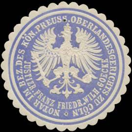 Justizrat Franz Friedrich Wilhelm Goecke Notar i. Bez. d. K.Pr. Oberlandesgerichts zu Köln