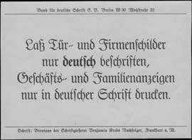 Laß Tür- und Firmenschilder nur deutsch beschriften