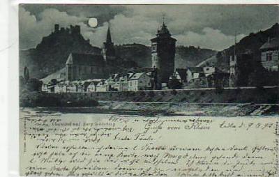 Oberwesel am Rhein Mondschein AK 1897