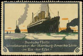 Schnelldampfer der Hamburg-Amerika-Linie im Eis der Elbe