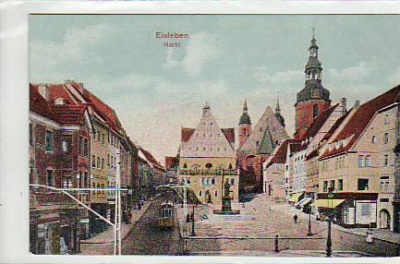 Lutherstadt Eisleben Markt mit Strassenbahn ca 1915