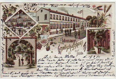Greifswald Eldenaer Gesellscahftshaus zur Hilda Litho 1901