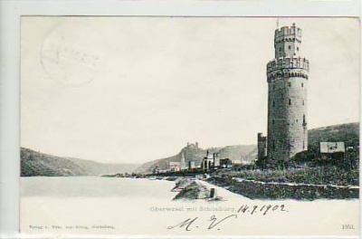 Oberwesel am Rhein mit Schönburg 1902