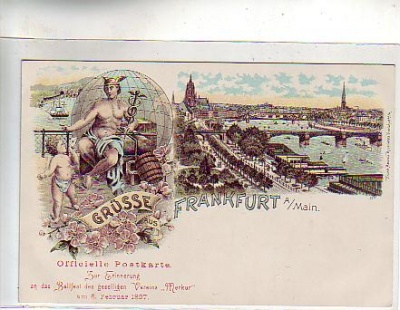 Frankfurt am Main Anlaß Ballfest Verein Merkur Litho 1897