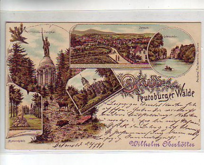 Detmold Hermannsdenkmal Teutoburger Wald Litho 1897