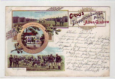 Altengrabow Truppenübungsplatz Litho Militär beim Kochen 1901