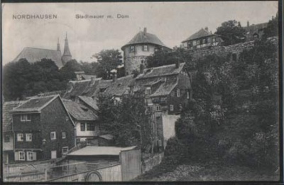 Nordhausen Stadtmauer mit Dom 1910