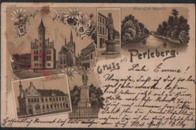 Perleberg Postamt Stepenitz Litho 1899