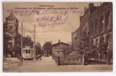 Wilhelmshaven Gökerstrasse mit Strassenbahn 1915