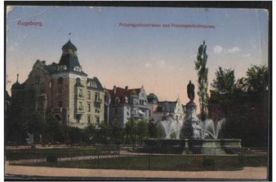 Augsburg Prinzregentenstrasse und Prinzregentenbrunnen 1916