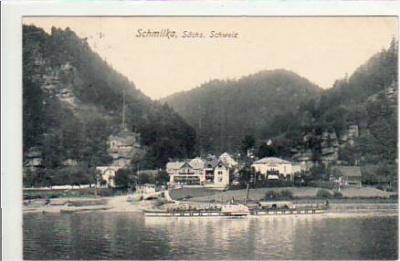 Schmilka bei Bad Schandau Raddampfer 1910