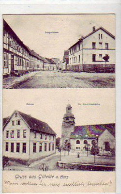 Gittelde Harz Langestrasse und Schule 1907