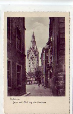 Paderborn Domturm und Strasse 1941