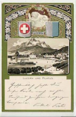 Luzern Schweiz Prägekarte mit Wappen 1901