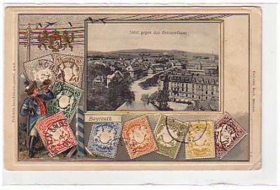 Bayreuth ,Prägekarte,Briefmarken Bayern 1906