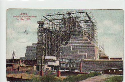 Leipzig Völkerschlacht-Denkmal im Bau 1908