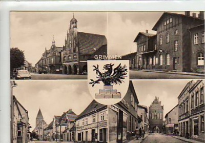 Grimmen Rathaus Straßen und Bahnhof 1961