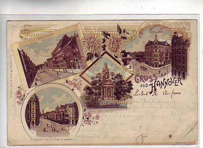 Hannover , alte Ansichtskarten ,Königstrasse,Schiffgraben Litho