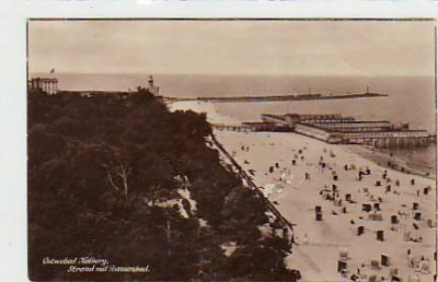 Kolberg Pommern Strand Foto Karte 1928