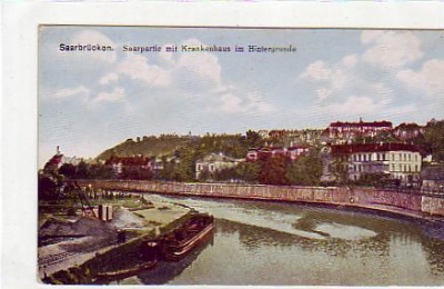 Saarbrücken mit Krankenhaus 1916