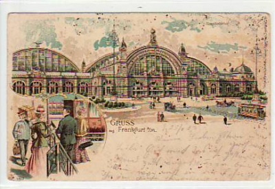 Frankfurt am Main Bahnhof Eisenbahn Litho 1903