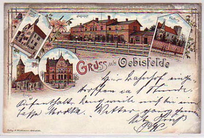 Oebisfelde Bahnhof Litho von 1898