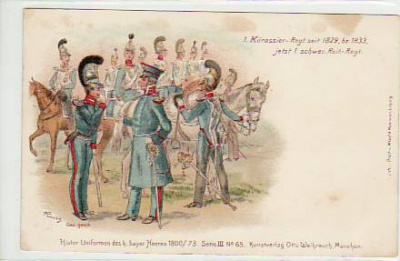 Militär vor dem 1. WK Litho Kürassier-Regt ca 1830