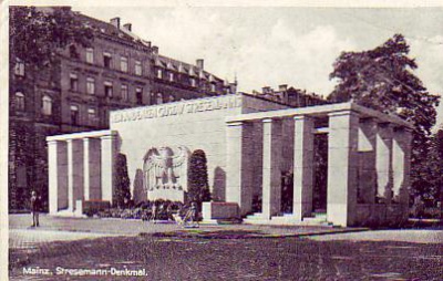 Mainz , alte Ansichtskarten , Stresemann Denkmal 1932