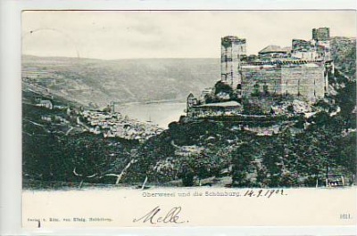 Oberwesel am Rhein mit Schönburg 1902