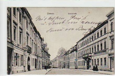 Dessau Steinstraße mit Synagoge Judaika 1910
