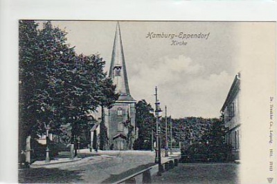 Hamburg-Eppendorf Strasse und Kirche ca 1910