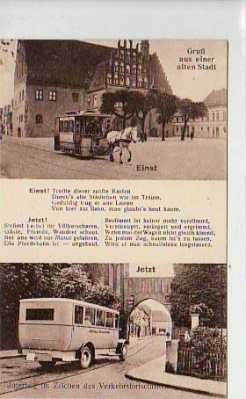 Jüterbog Pferde-Strassenbahn und Auto-Bus ca 1930