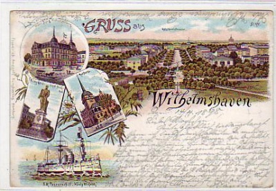 Wilhelmshaven Adalbertstrasse Litho 1898