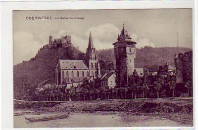 Oberwesel mit Ruine Schönburg ca 1910