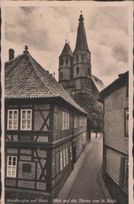 Nordhausen Blick auf die Türme von St. Blasii 1939