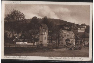 Oberschlema Hotel Erzgeb. Hof " mit Auto 1930