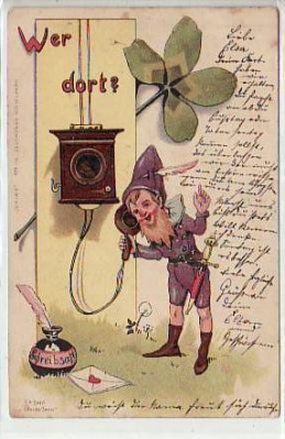 Technik Telefon Künstlerkarte Hans Jena 1902