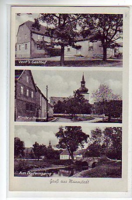 Mannstedt mit Gasthof Vent , vor 1945 ,Thüringen